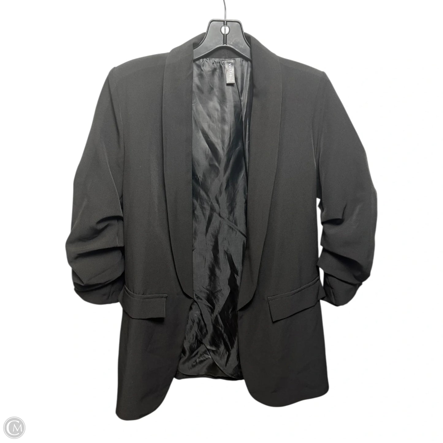 Ruched Sleeve Blazer By Venti6 In Black, Size: L