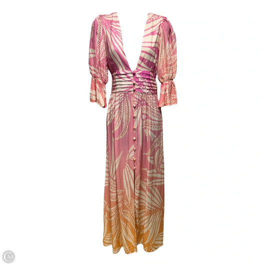 Aria V-Neck Maxi Dress By Maaji X Anthropologie In Cream & Pink, Size: S