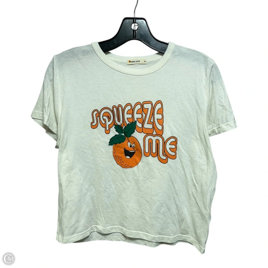 Squeeze Me Orange Graphic Top Short Sleeve By Marine Layer In White, Size: M