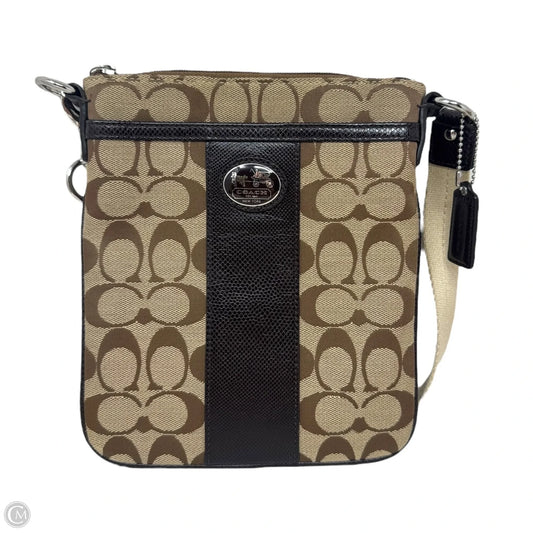 Sutton Signature Swingpack Designer By Coach In Khaki Mahogany, Size: Small