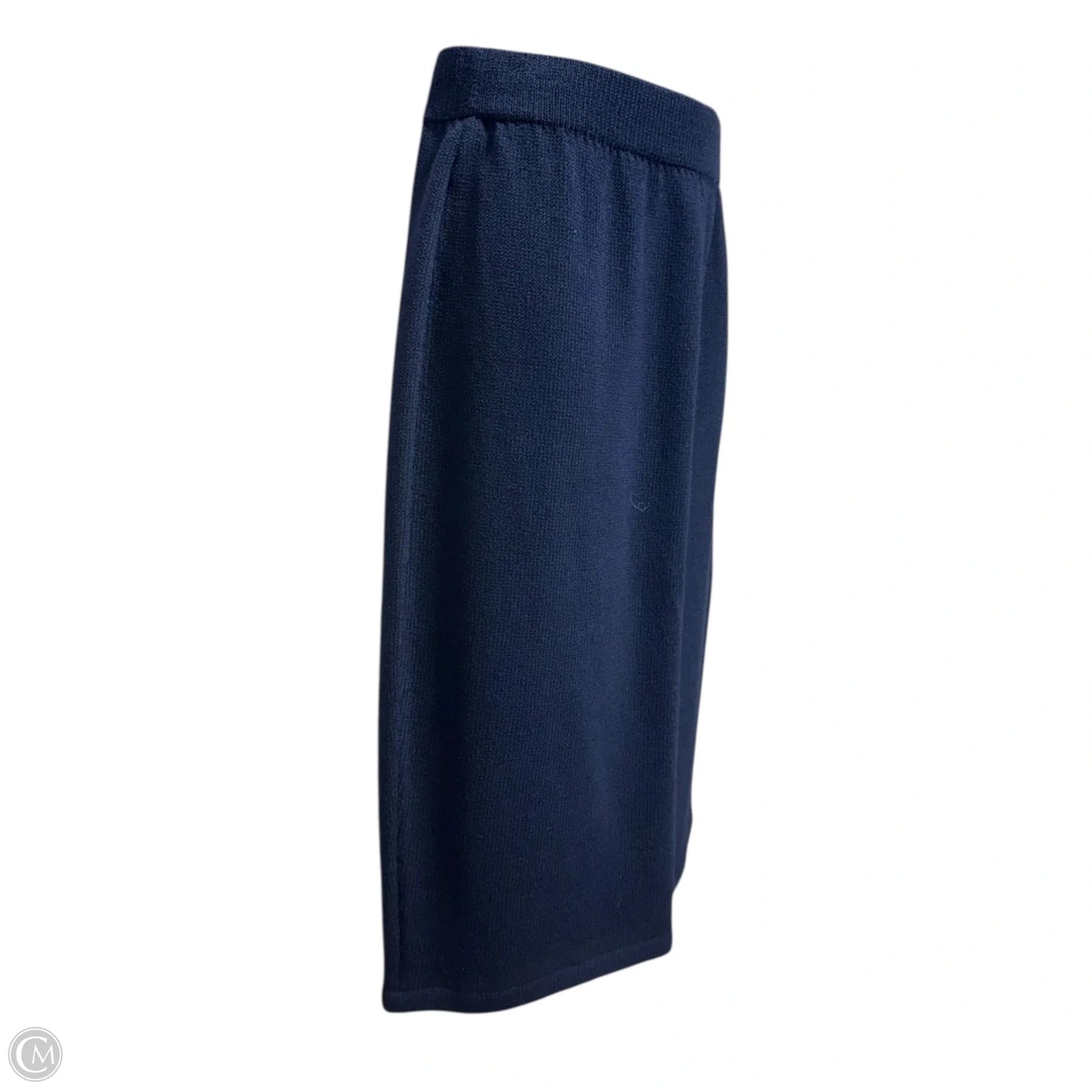 Knit Pencil Skirt Designer By St. John Basics In Navy Blue, Size: 2