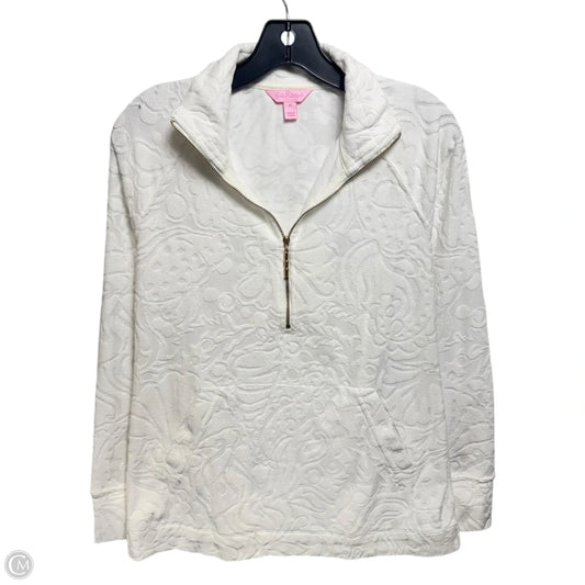 Terry Skipper Resort Popover Top Long Sleeve Designer By Lilly Pulitzer In White, Size: XS