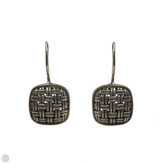 Sterling Silver Square Basket Weave Drop Earrings