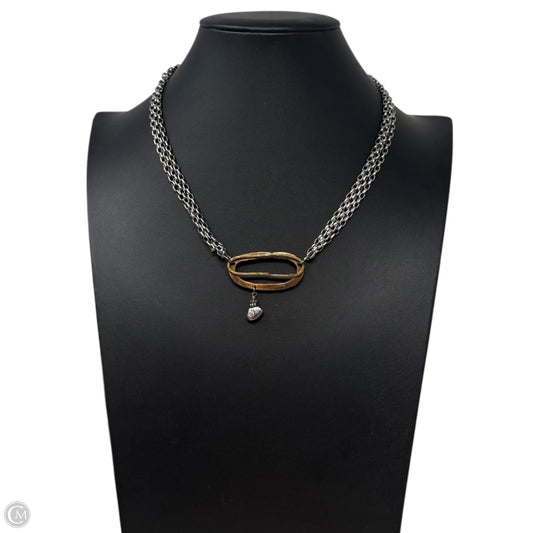 Mixed Metals Pendant Necklace Stamped JD
