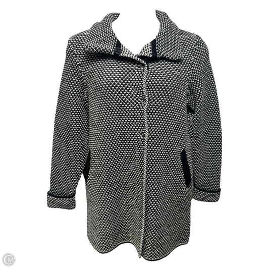 Wool Blend Italian Sweater Coat By Le Maglie Di Sofia In Black & White, Size: L