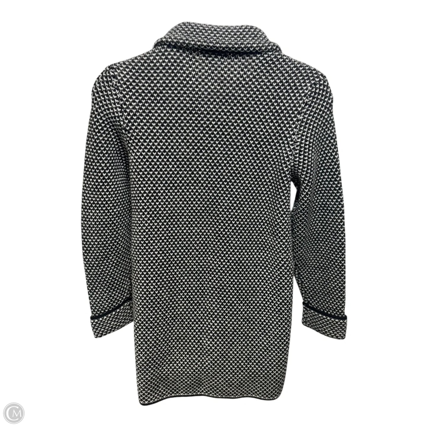 Wool Blend Italian Sweater Coat By Le Maglie Di Sofia In Black & White, Size: L