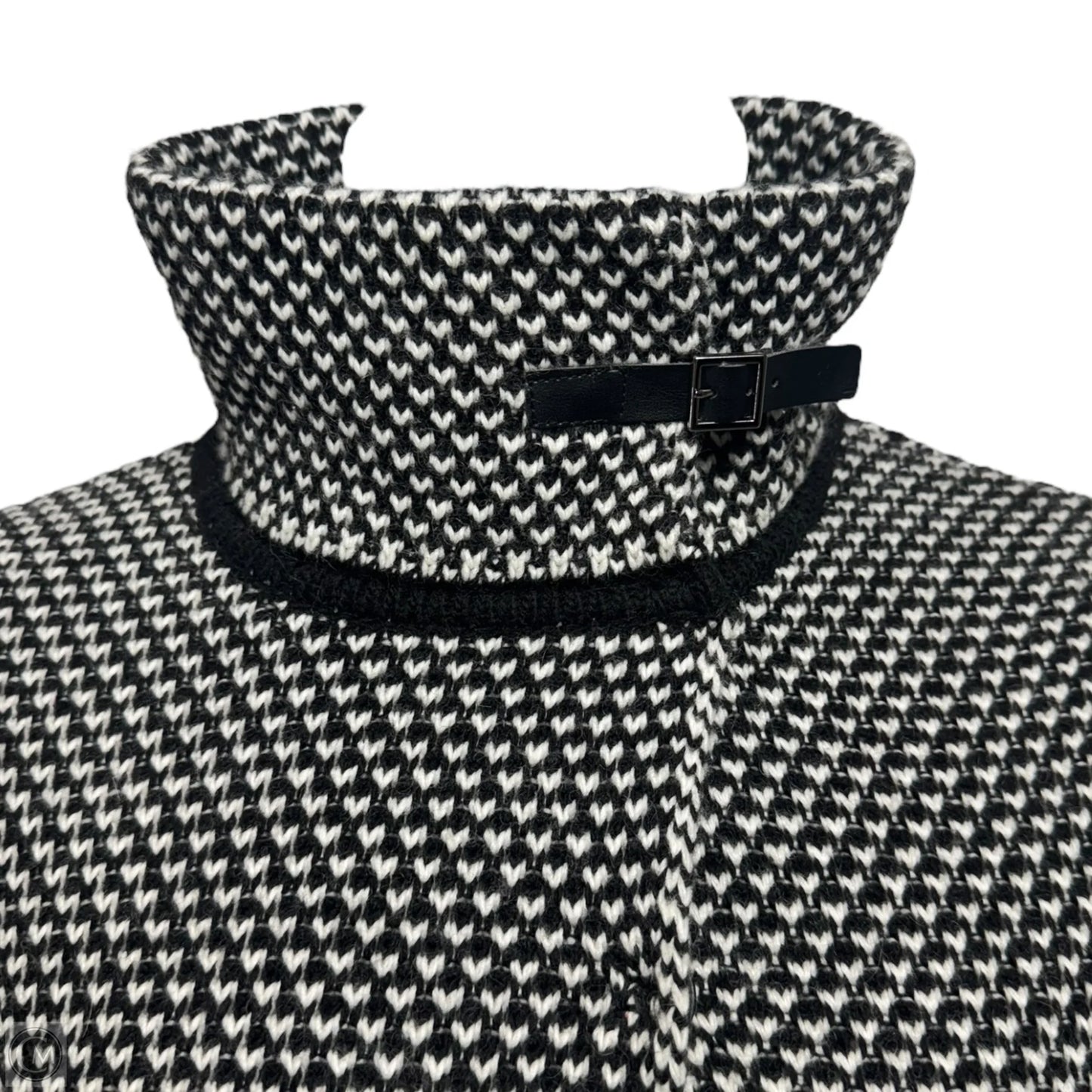 Wool Blend Italian Sweater Coat By Le Maglie Di Sofia In Black & White, Size: L
