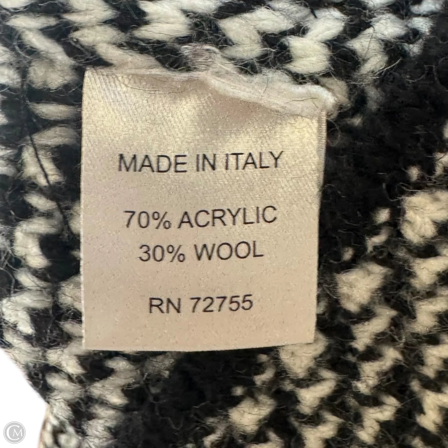 Wool Blend Italian Sweater Coat By Le Maglie Di Sofia In Black & White, Size: L