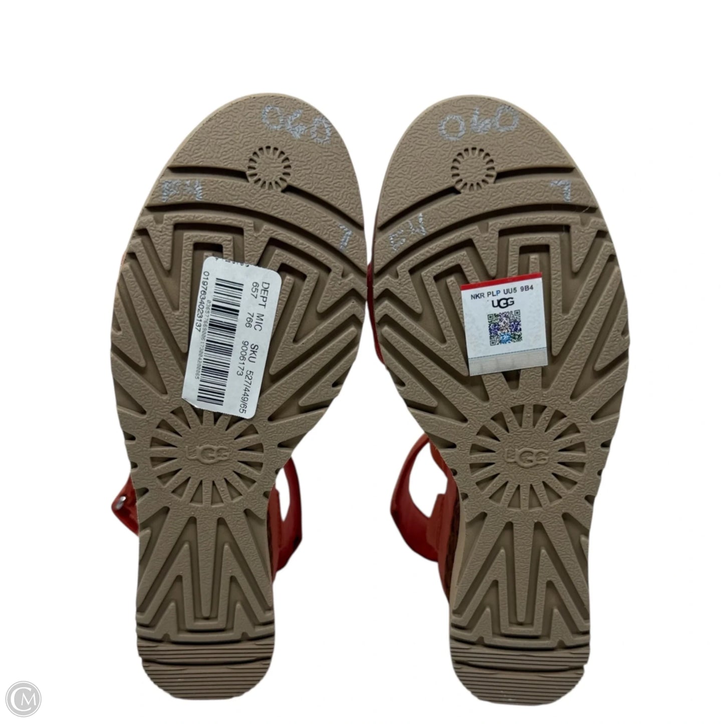 Ileana Ankle Strap Wedge Sandals Designer By Ugg In Peach, Size: 7
