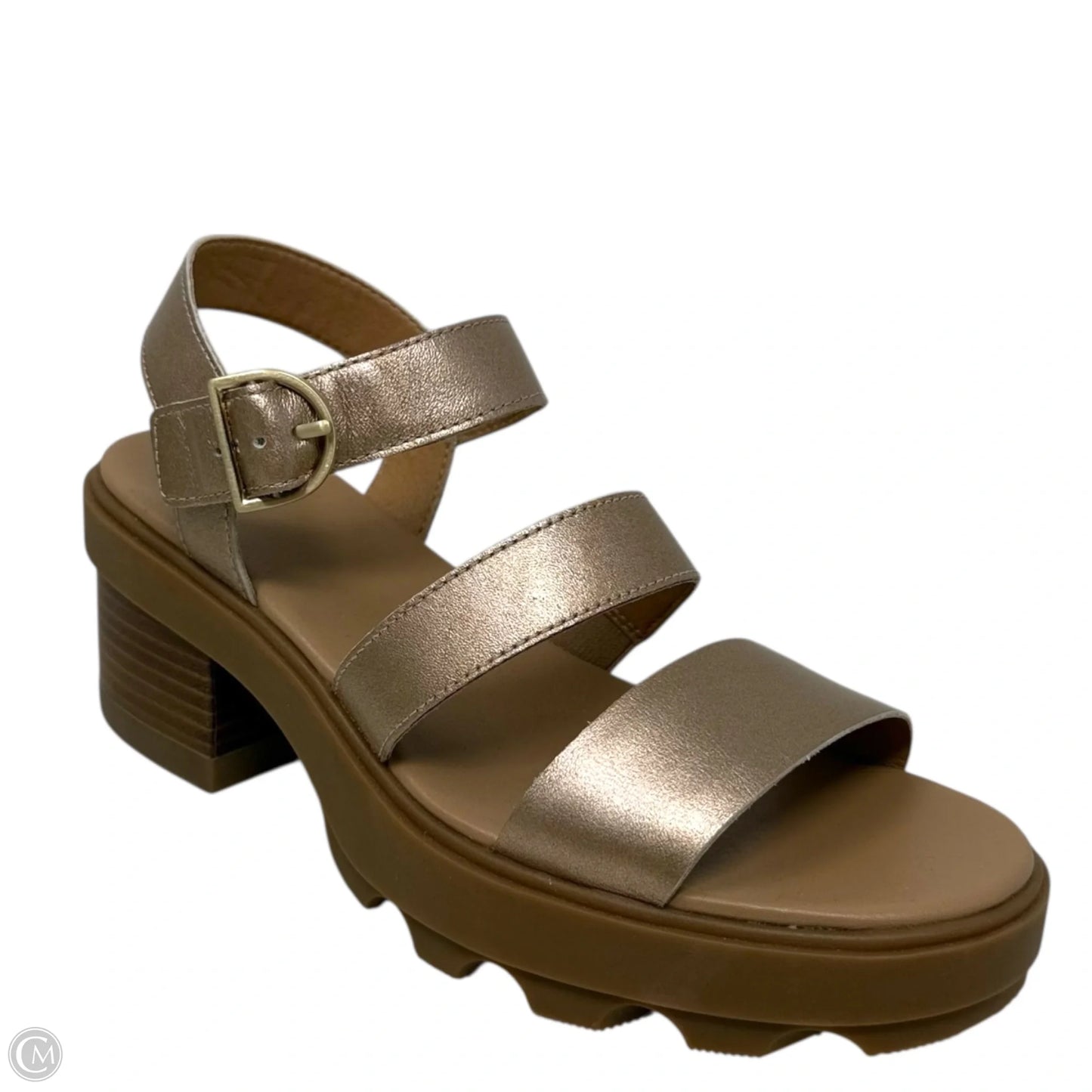 Joanie Heel Ankle Strap Sandals By Sorel In Gold, Size: 7