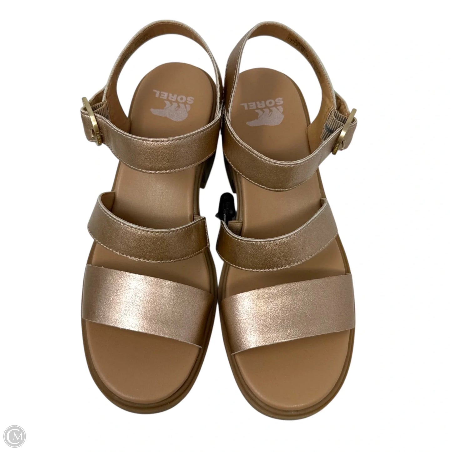 Joanie Heel Ankle Strap Sandals By Sorel In Gold, Size: 7