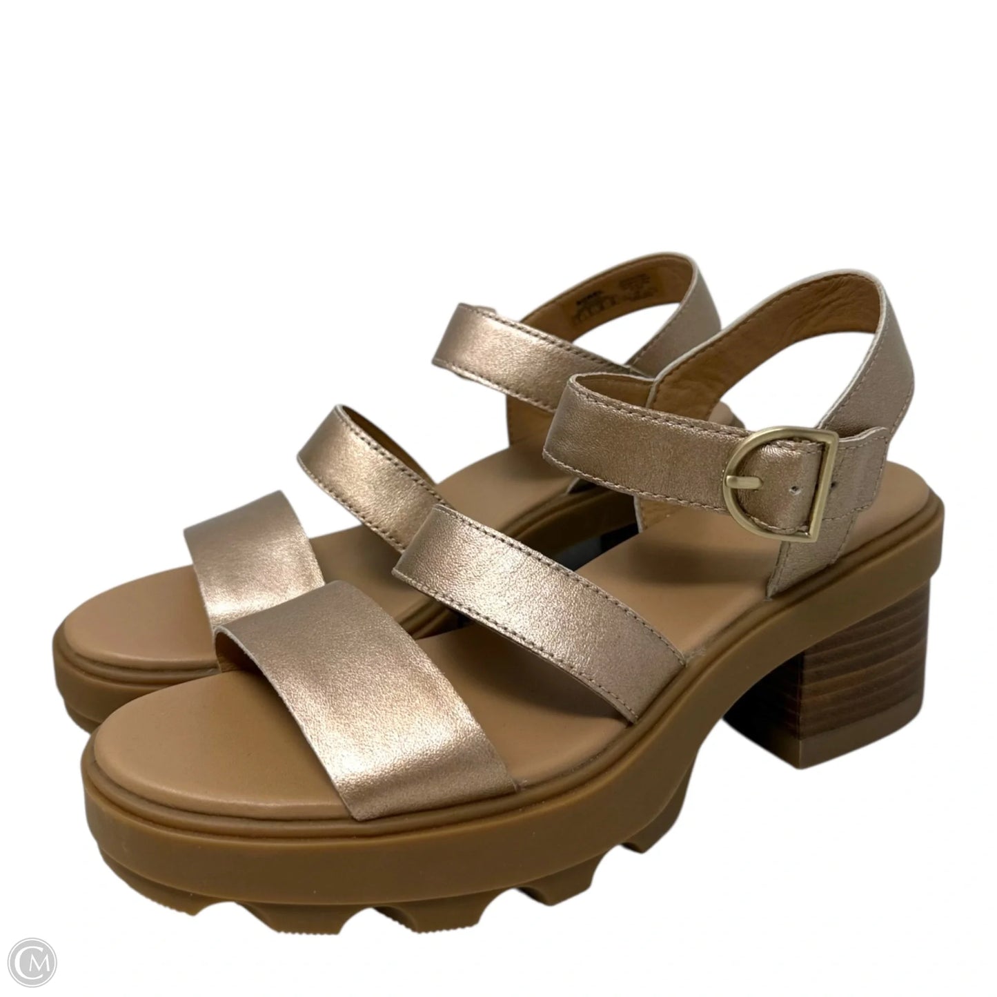 Joanie Heel Ankle Strap Sandals By Sorel In Gold, Size: 7