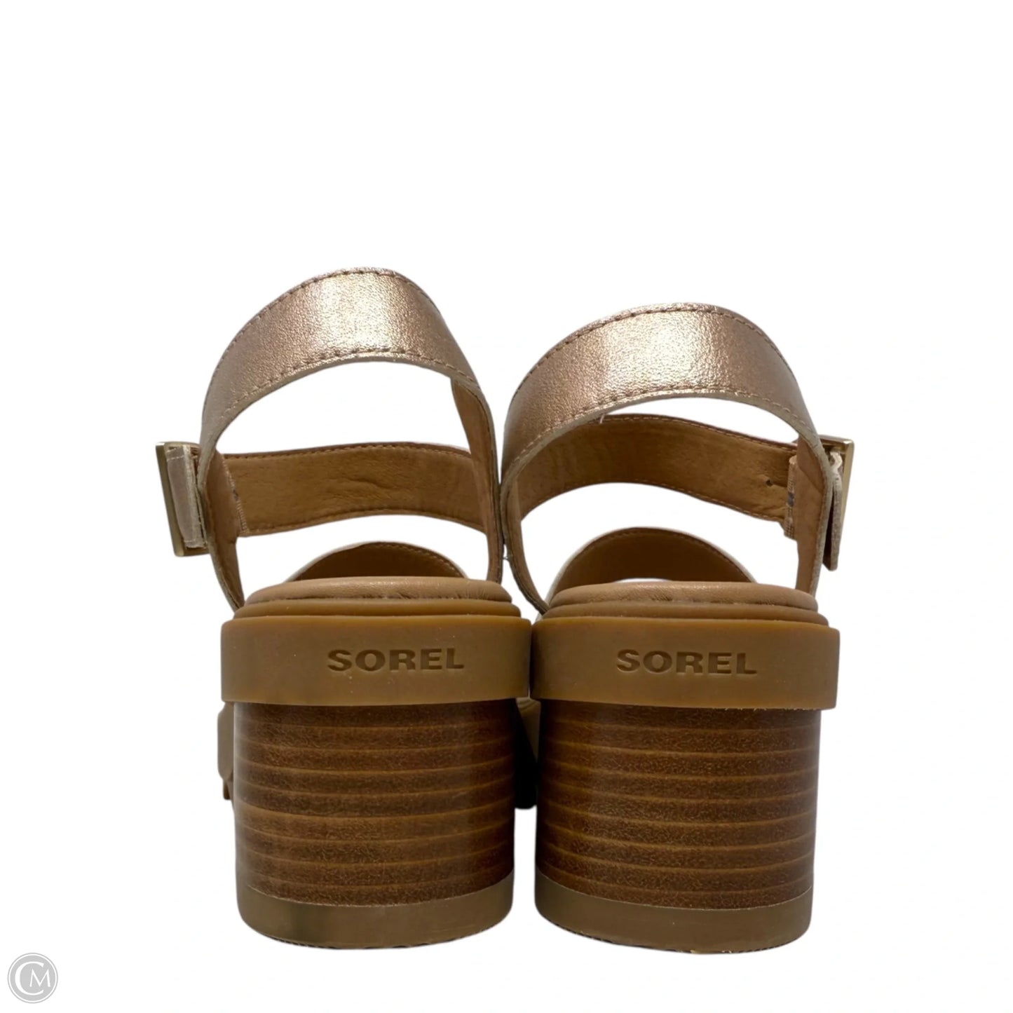 Joanie Heel Ankle Strap Sandals By Sorel In Gold, Size: 7