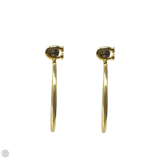 Signature C Gold Tone Crystal Logo Large Hoop Earrings Designer By Coach