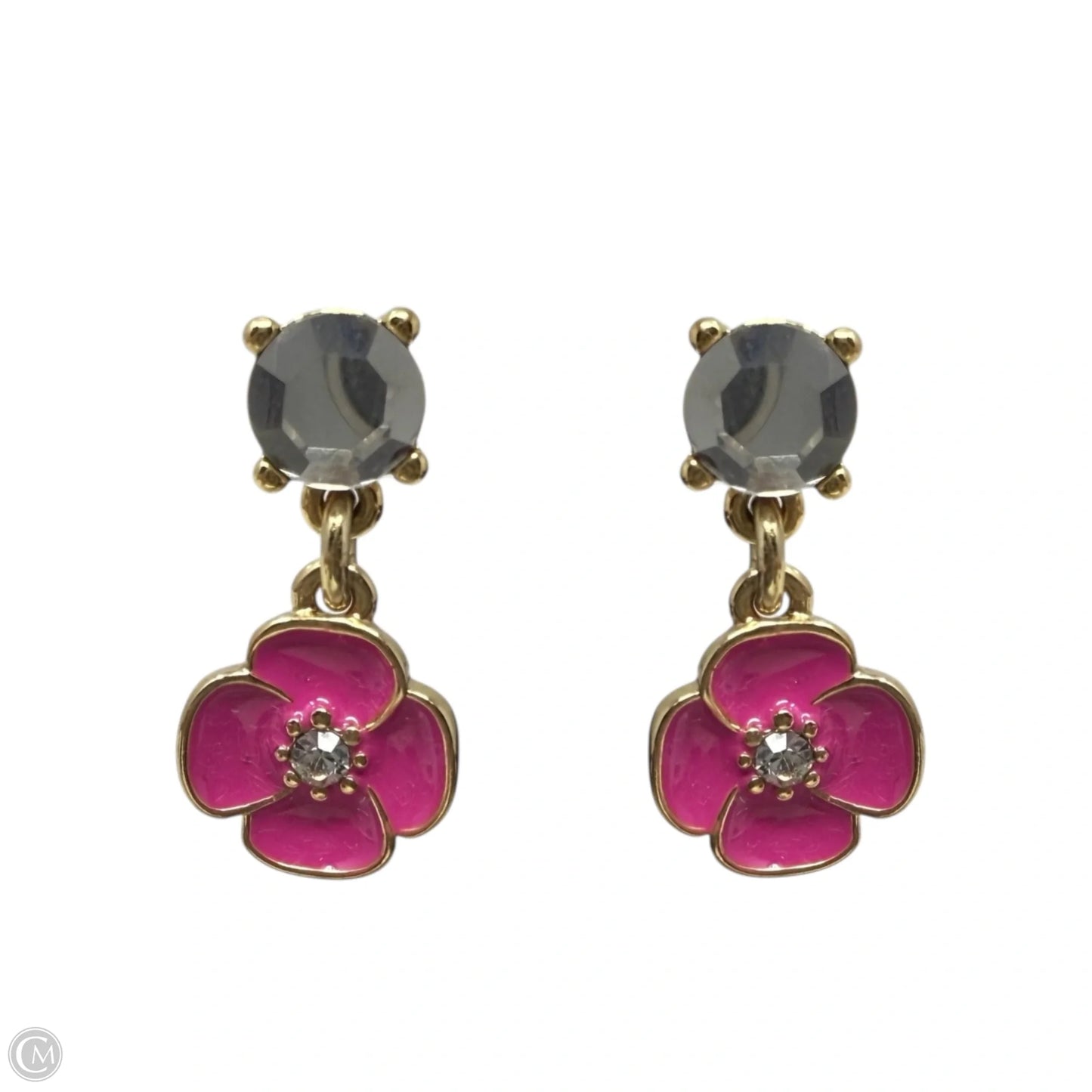 Crystal & Enamel Flower Dangle Earrings Designer By Kate Spade