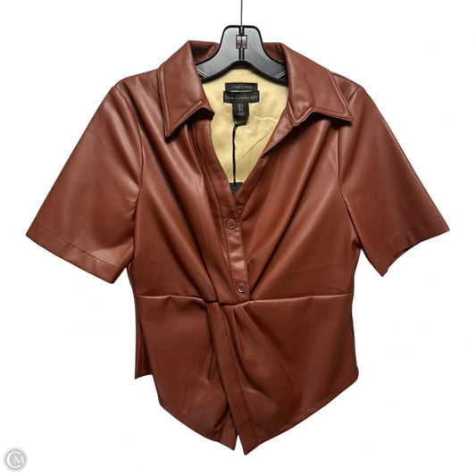 Faux Leather Top Short Sleeve By House Of Harlow In Copper, Size: S