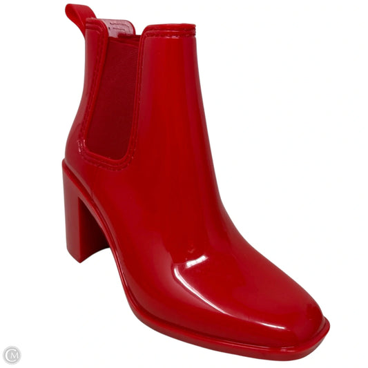 Hurricane Square-Toe Block-Heel Chelsea Boots By Jeffery Campbell In Red, Size: 8
