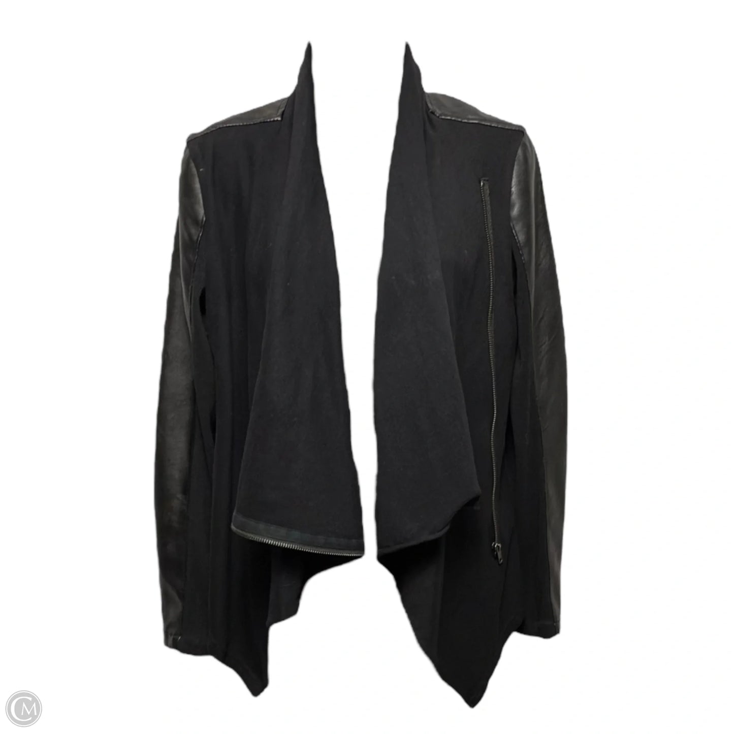Faux Leather Drape Front Moto Jacket By Blanknyc In Black, Size: S