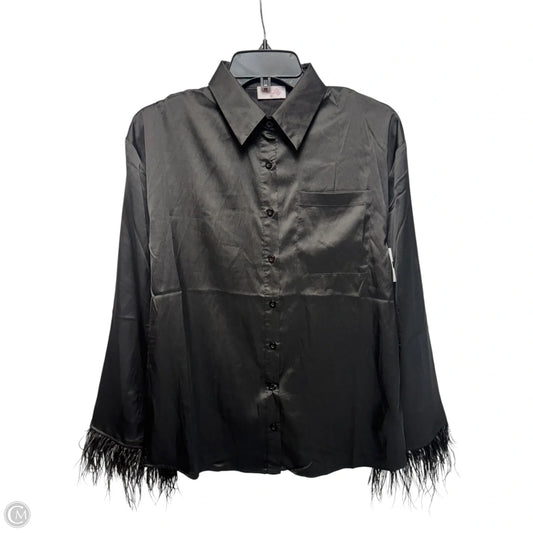 Feather Cuff Top Long Sleeve By Pink Lily In Black, Size: S