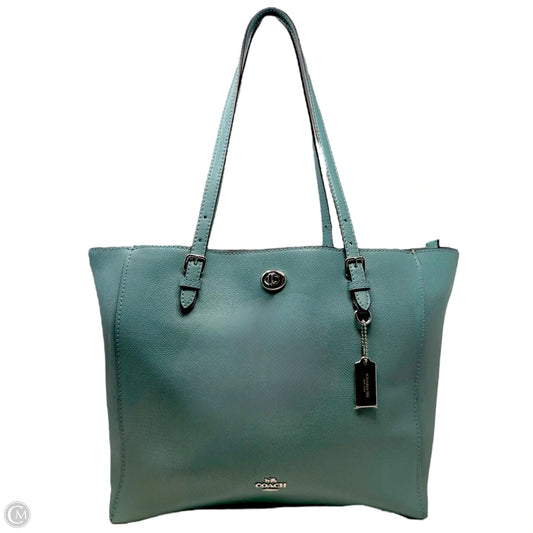 Turnlock Tote In Silver/Marine Designer By Coach, Size: Large