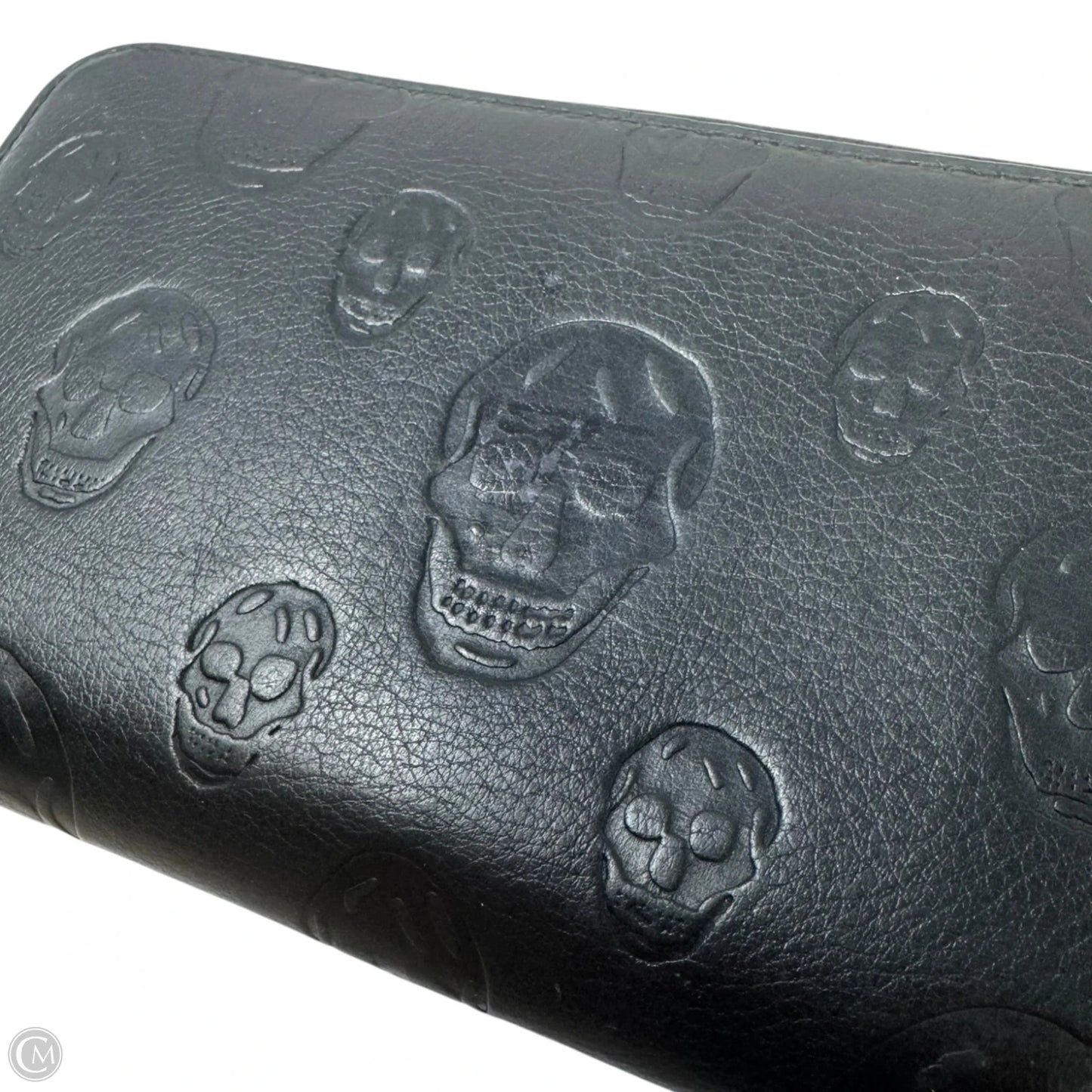 Skull Embossed Leather Zip Around Wallet Luxury Designer By Alexander Mcqueen, Size: Large