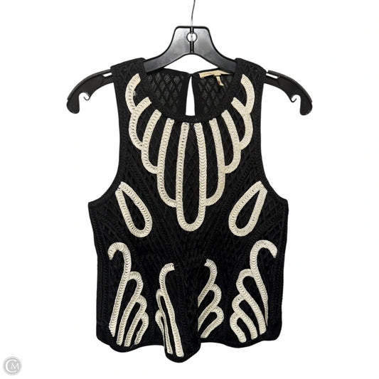 The Lovely Embroidered Top Sleeveless By Maje In Black & Cream, Size: 2