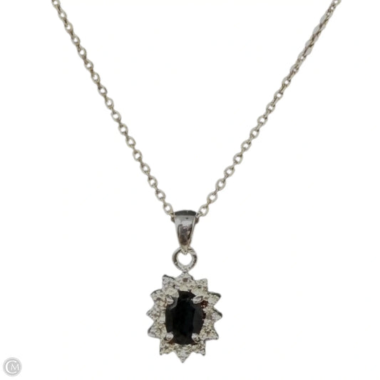 Sterling Silver & Onyx Oval Halo Pendant Necklace