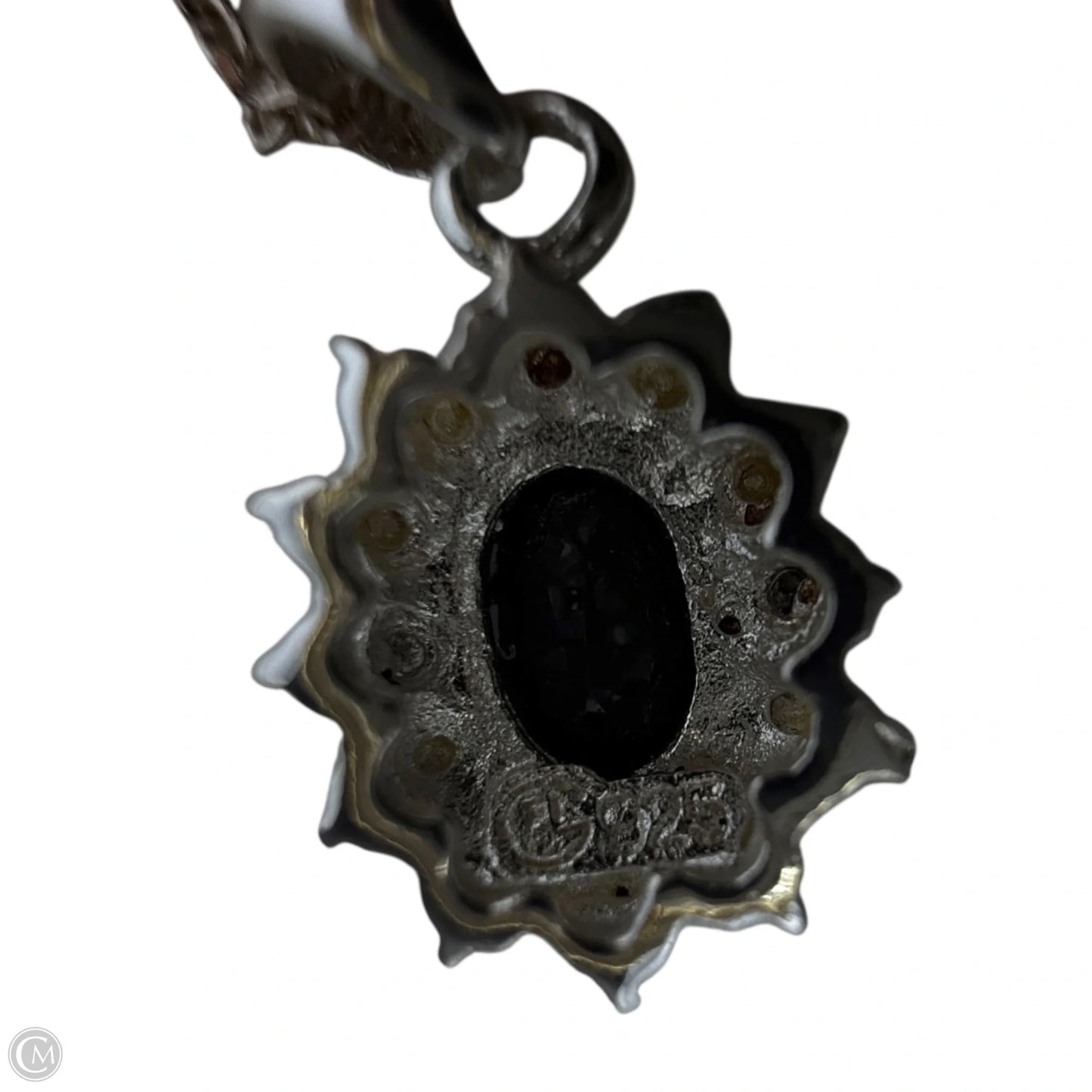 Sterling Silver & Onyx Oval Halo Pendant Necklace