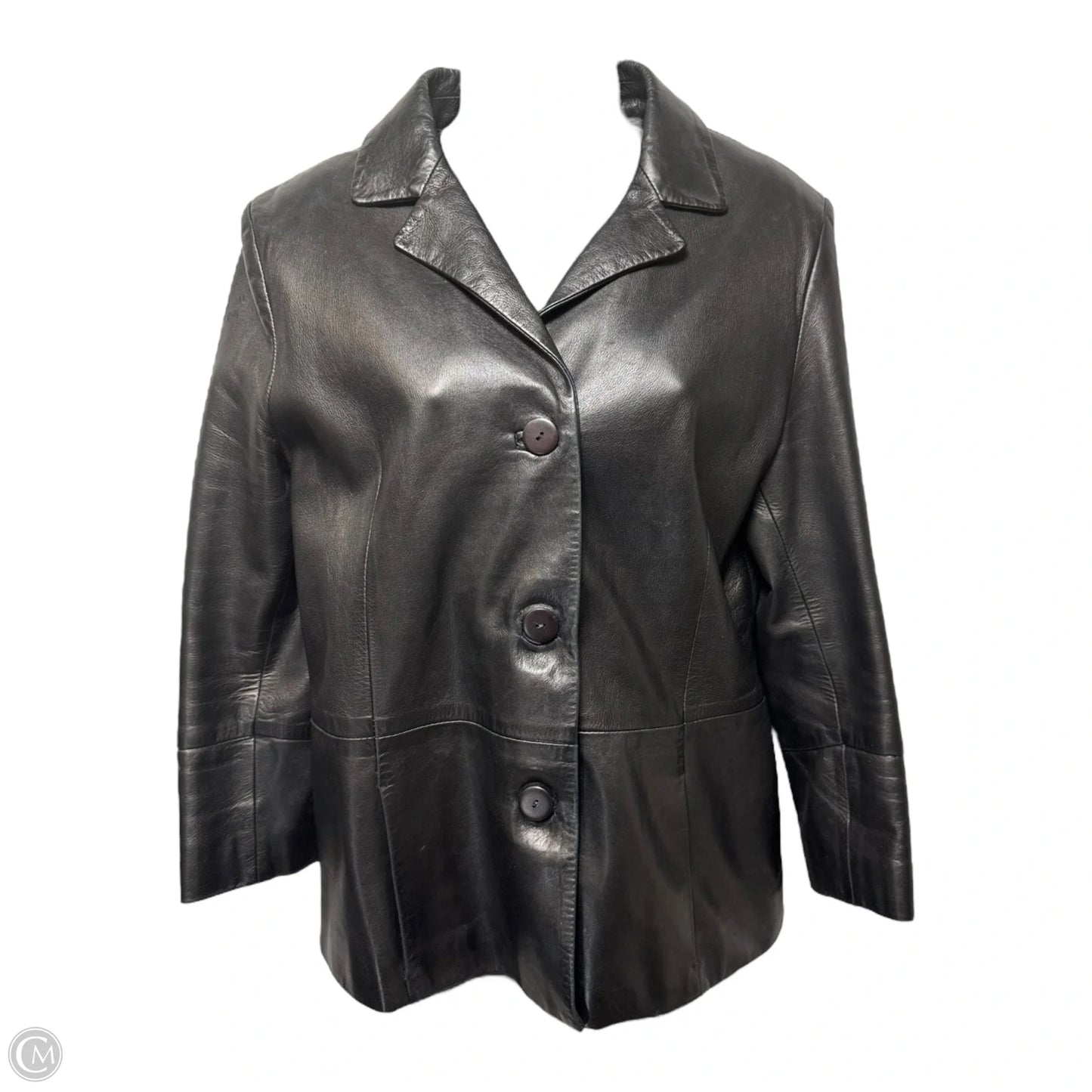 Jacket Leather By Calzaiuoli In Black, Size: S