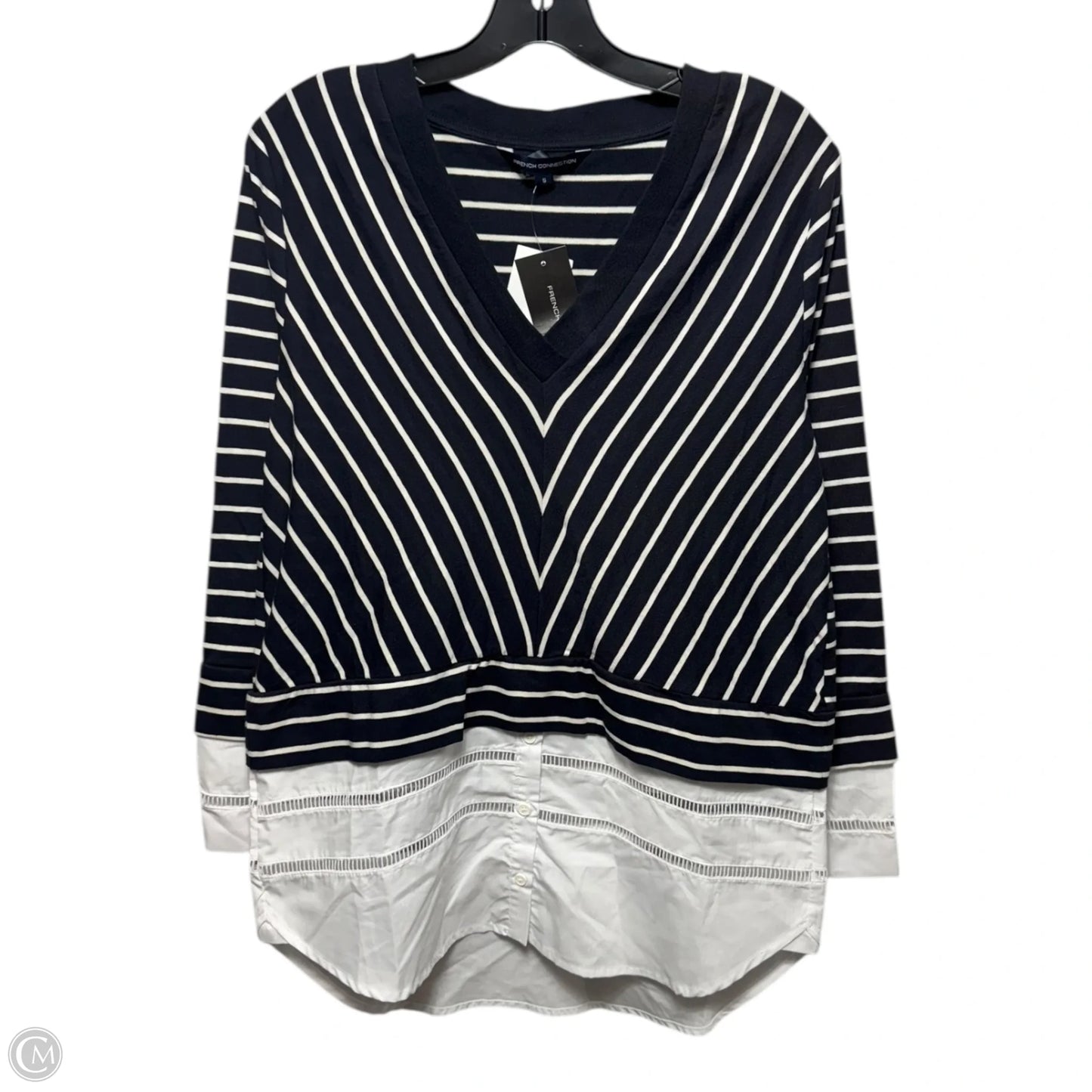 Top Long Sleeve By French Connection In Striped Pattern, Size: S