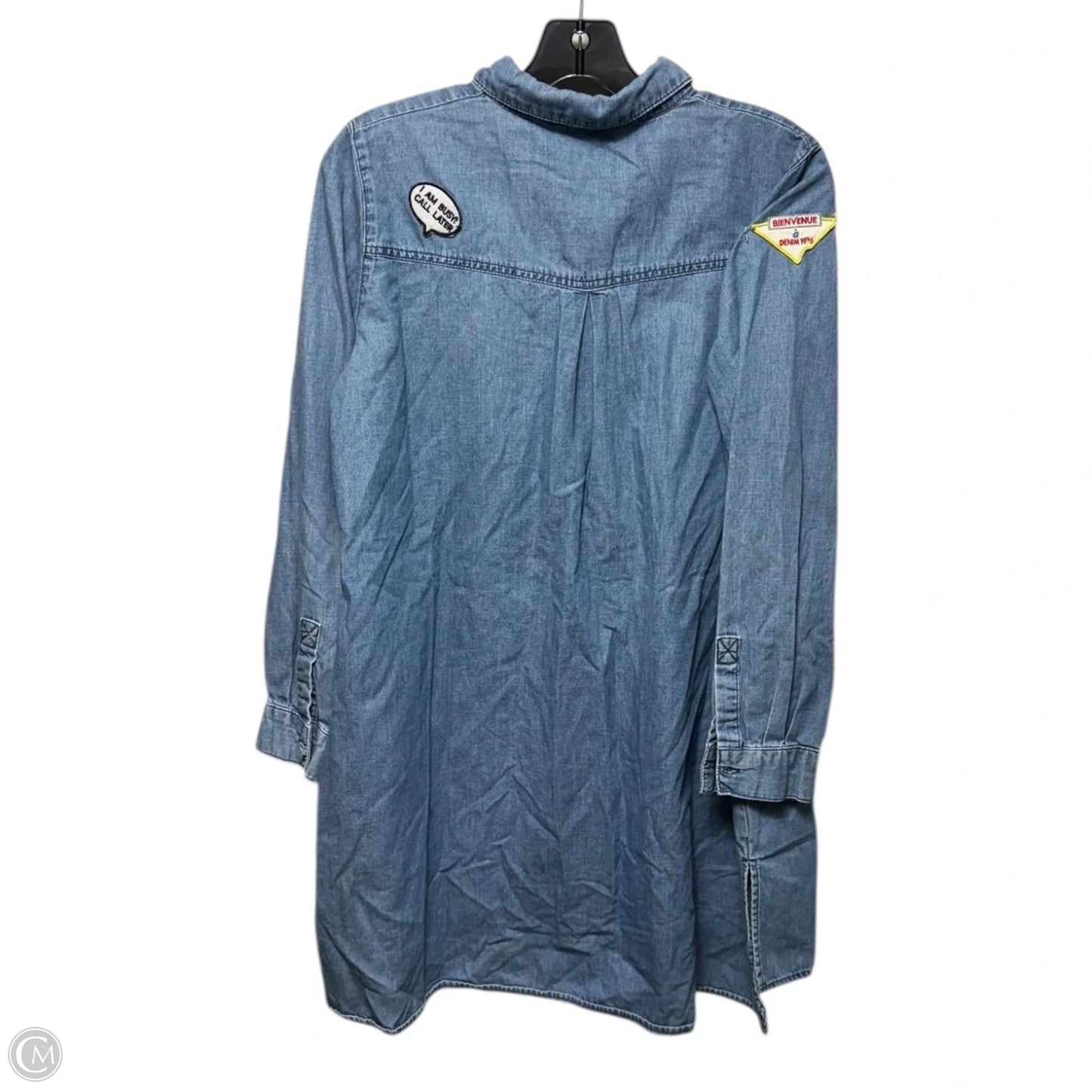 Tunic Long Sleeve By Zara In Blue Denim, Size: S