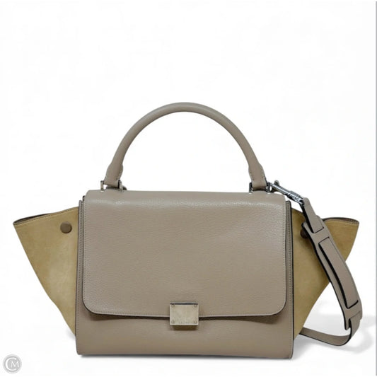 Drummed Calfskin Suede Medium Trapeze Souris Tote Luxury Designer By Celine, Size: Medium