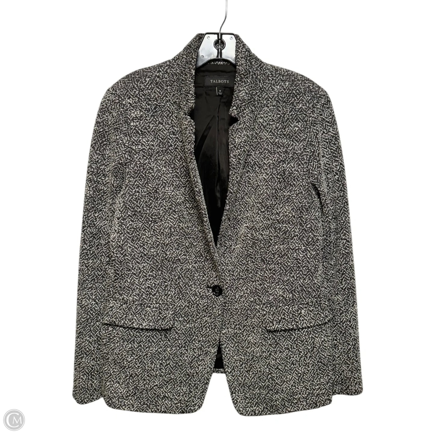 Blazer By Talbots In Black & Cream, Size: M