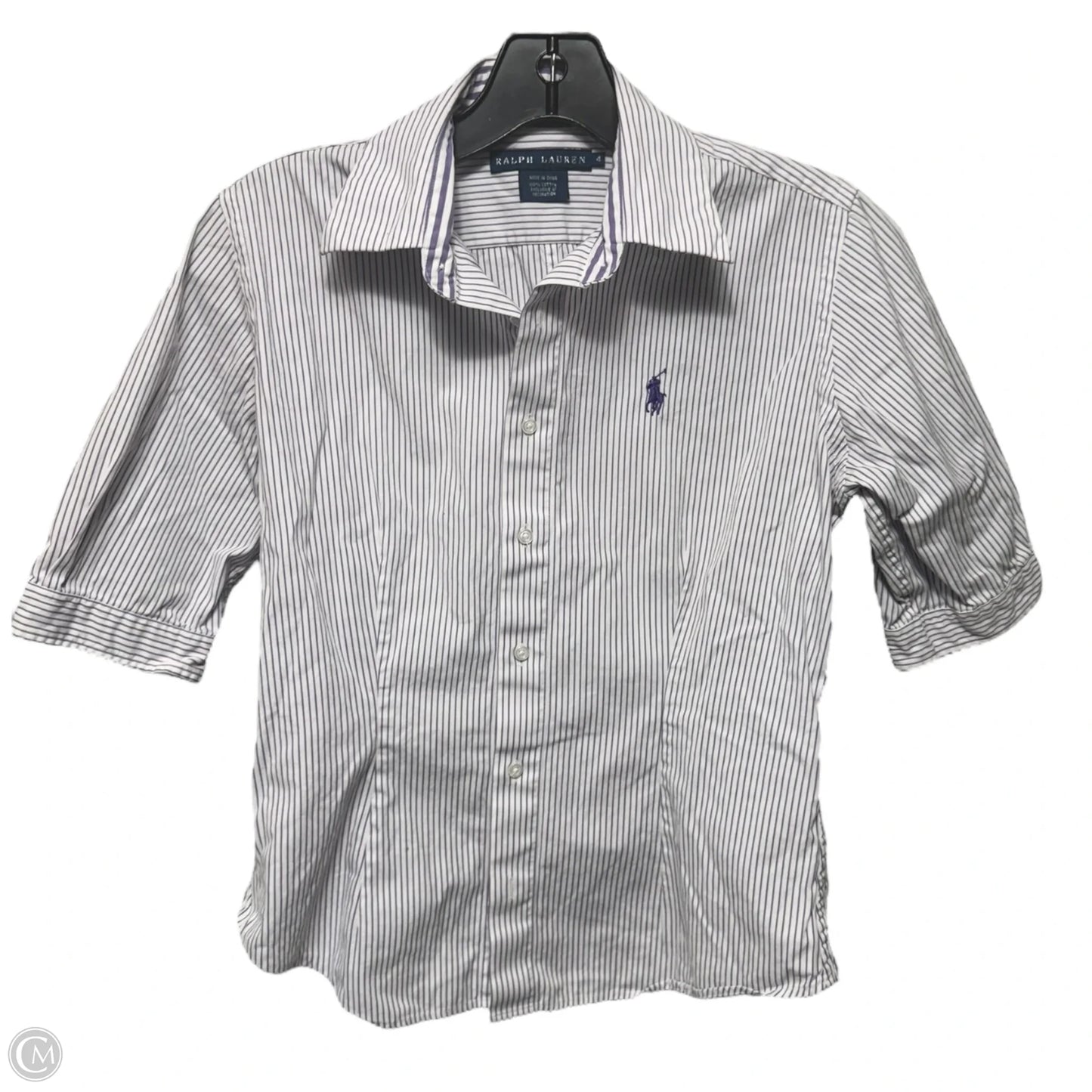 Top Short Sleeve By Ralph Lauren In Striped Pattern, Size: 4