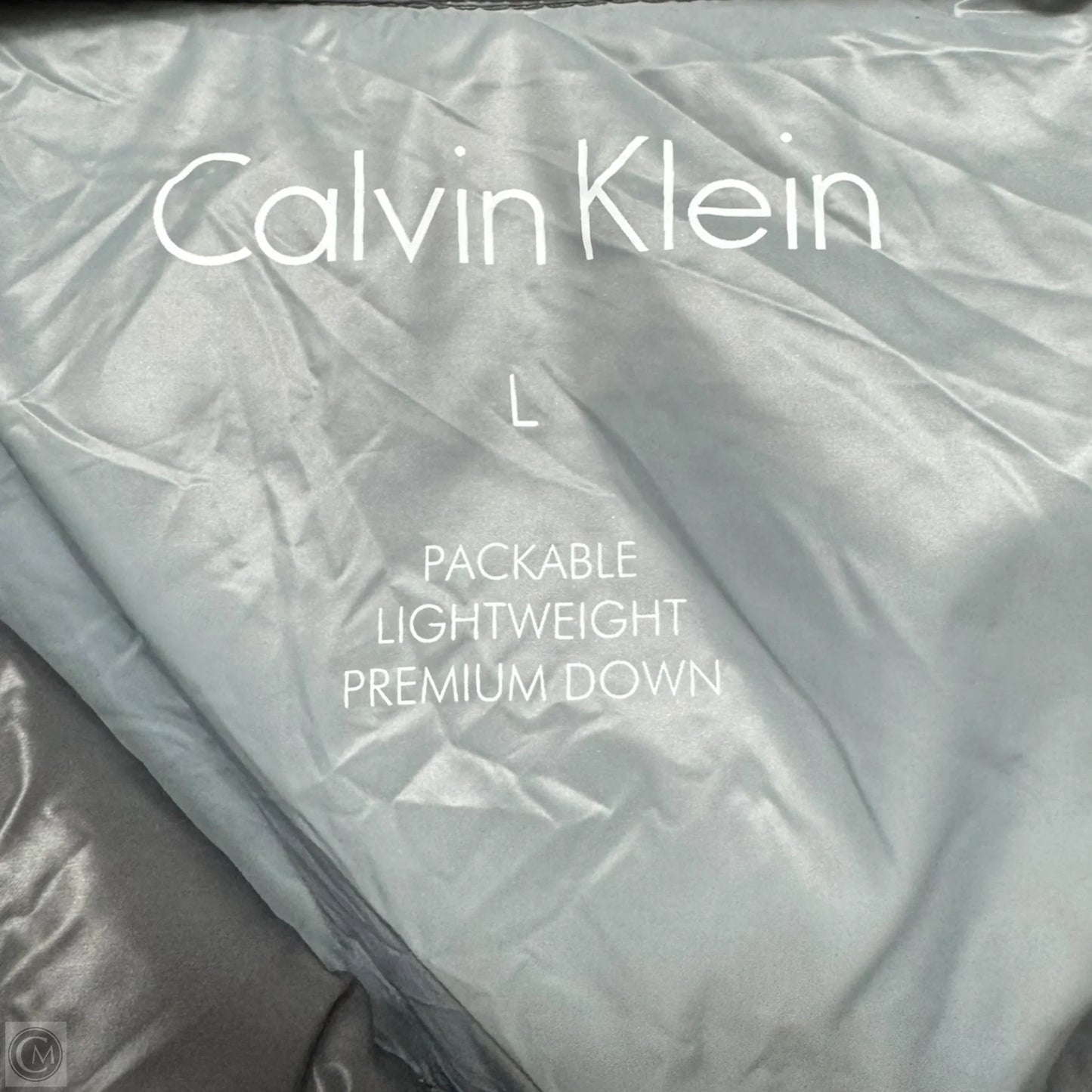Packable Lightweight Down Jacket Puffer & Quilted By Calvin Klein In Grey, Size: L