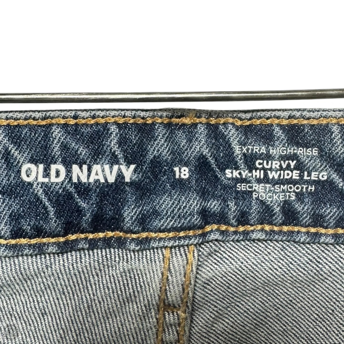 Extra High-Rise Curvy Sky-Hi Wide Leg Jeans By Old Navy In Blue Denim, Size: 18