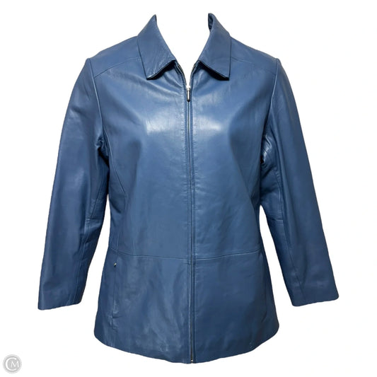 Jacket Leather By Excelled In Blue, Size: L