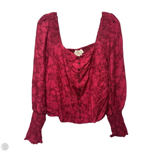 Top Long Sleeve By Anthropologie In Red, Size: Xl