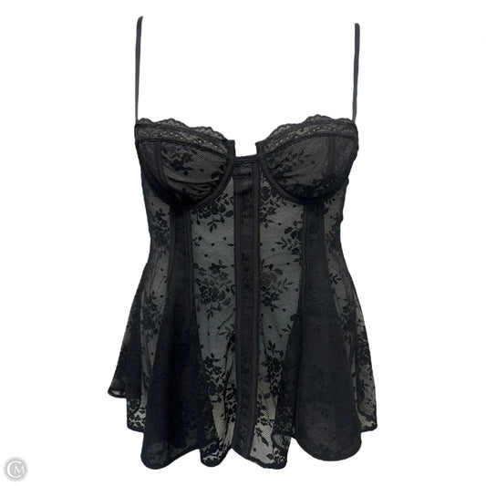 Lace Peplum Corset Tank By Anthropologie In Black, Size: M