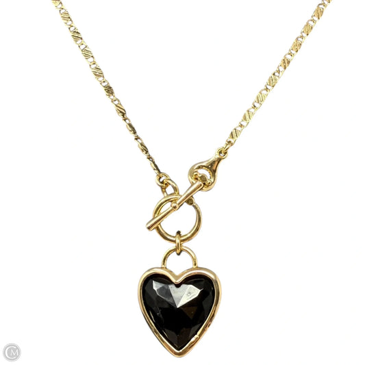 LoveBound Black Stone Heart & Gold Tone Chain Necklace