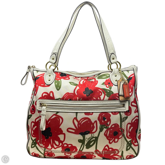 Limited Edition Poppy East West Hallie Floral Tote Shoulder Bag Designer By Coach, Size: Large