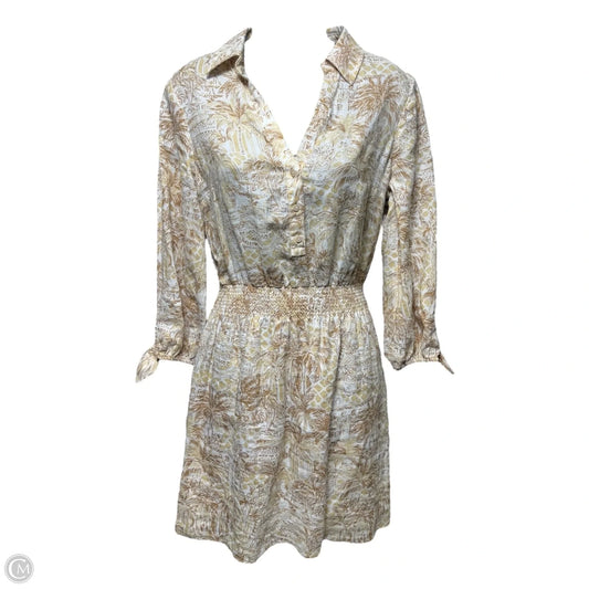 Abralynn Linen Shirt Dress Designer By Lilly Pulitzer In Sand Bar & Palm Beach, Size: 4
