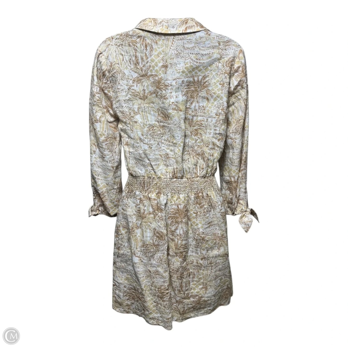 Abralynn Linen Shirt Dress Designer By Lilly Pulitzer In Sand Bar & Palm Beach, Size: 4