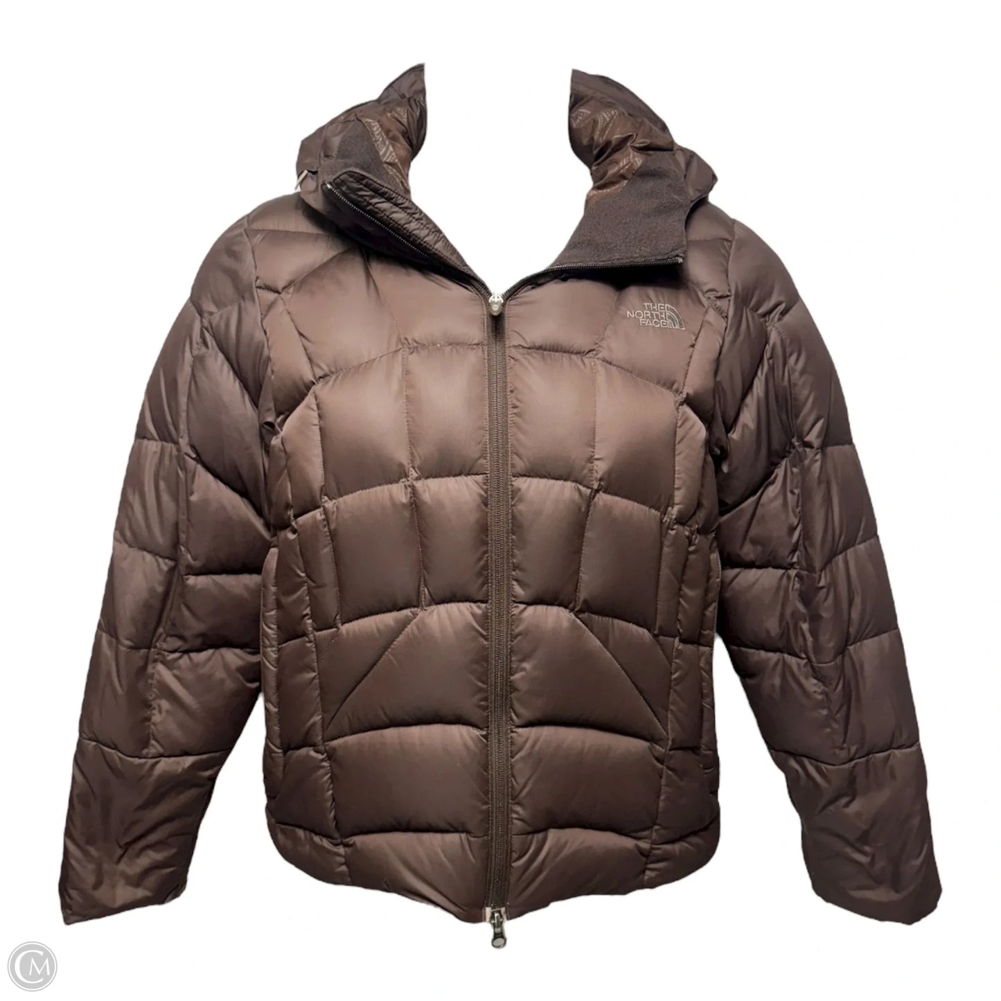 Goose Down Hooded Coat Puffer & Quilted By The North Face In Brown, Size: M