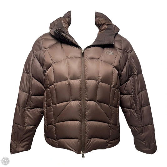 Goose Down Hooded Coat Puffer & Quilted By The North Face In Brown, Size: M
