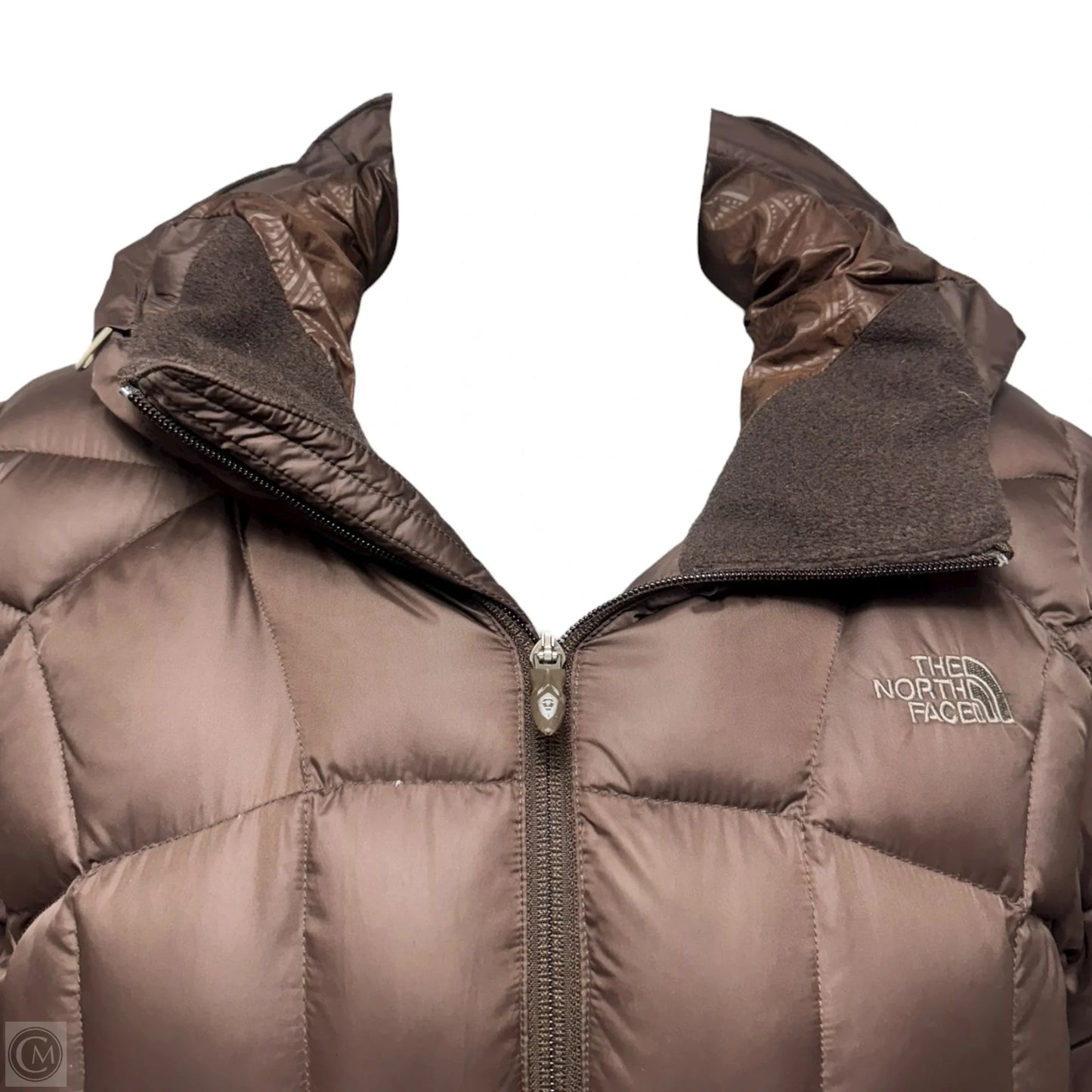 Goose Down Hooded Coat Puffer & Quilted By The North Face In Brown, Size: M
