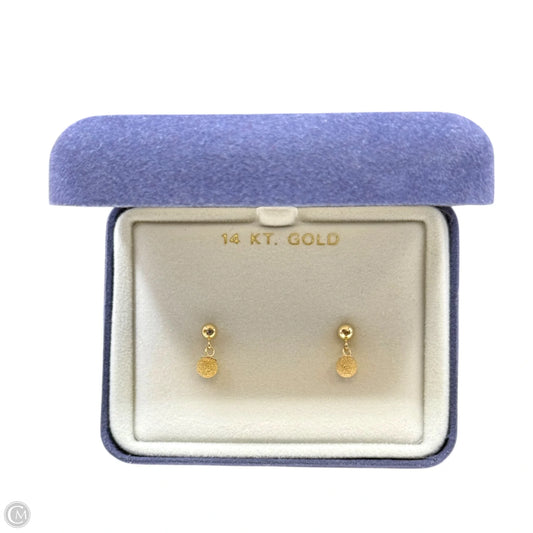14K Gold Sparkle & Polished Double Ball Dangle Stud Earrings