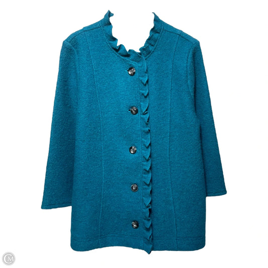 Boiled Wool Peacoat By Appleseeds In Teal, Size: L