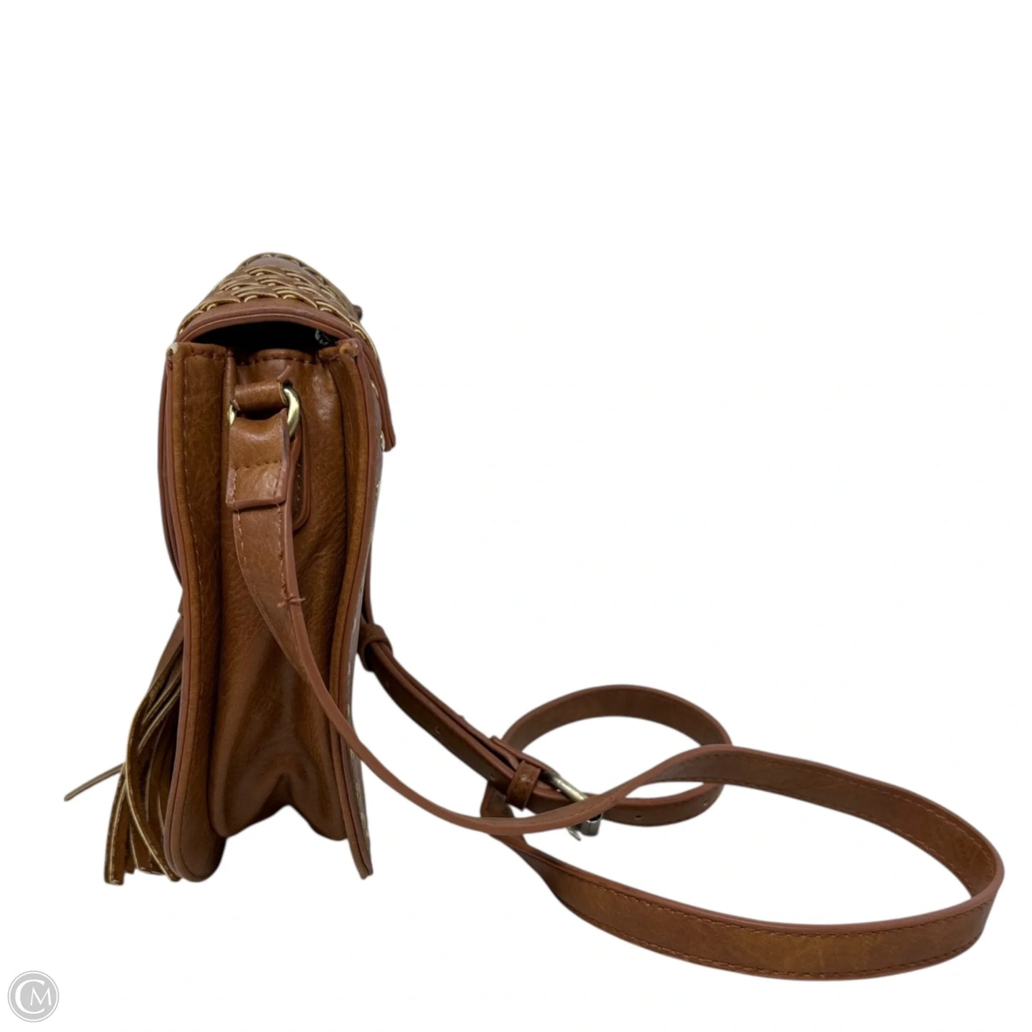Cheyenne Western Vegan Leather Studded Fringe Saddle Bag By Antik Kraft, Size: Small