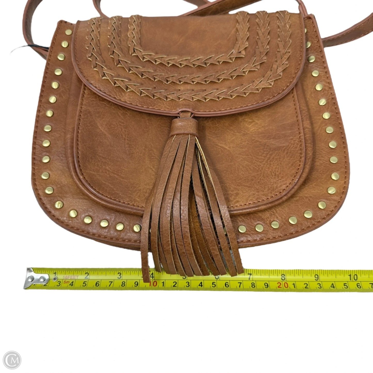 Cheyenne Western Vegan Leather Studded Fringe Saddle Bag By Antik Kraft, Size: Small